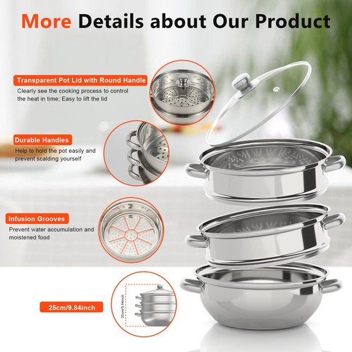 3tier food steamer set - food,