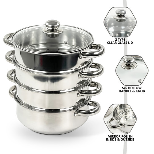 Steel induction hob - steel, steamer