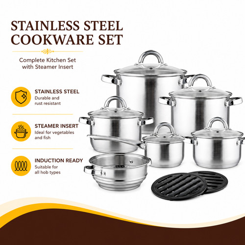 Stainless steel pot pan - steel, &